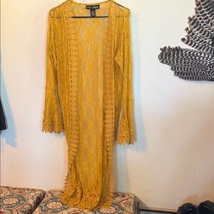 Polly & Esther Mustard Lace Cardigan
